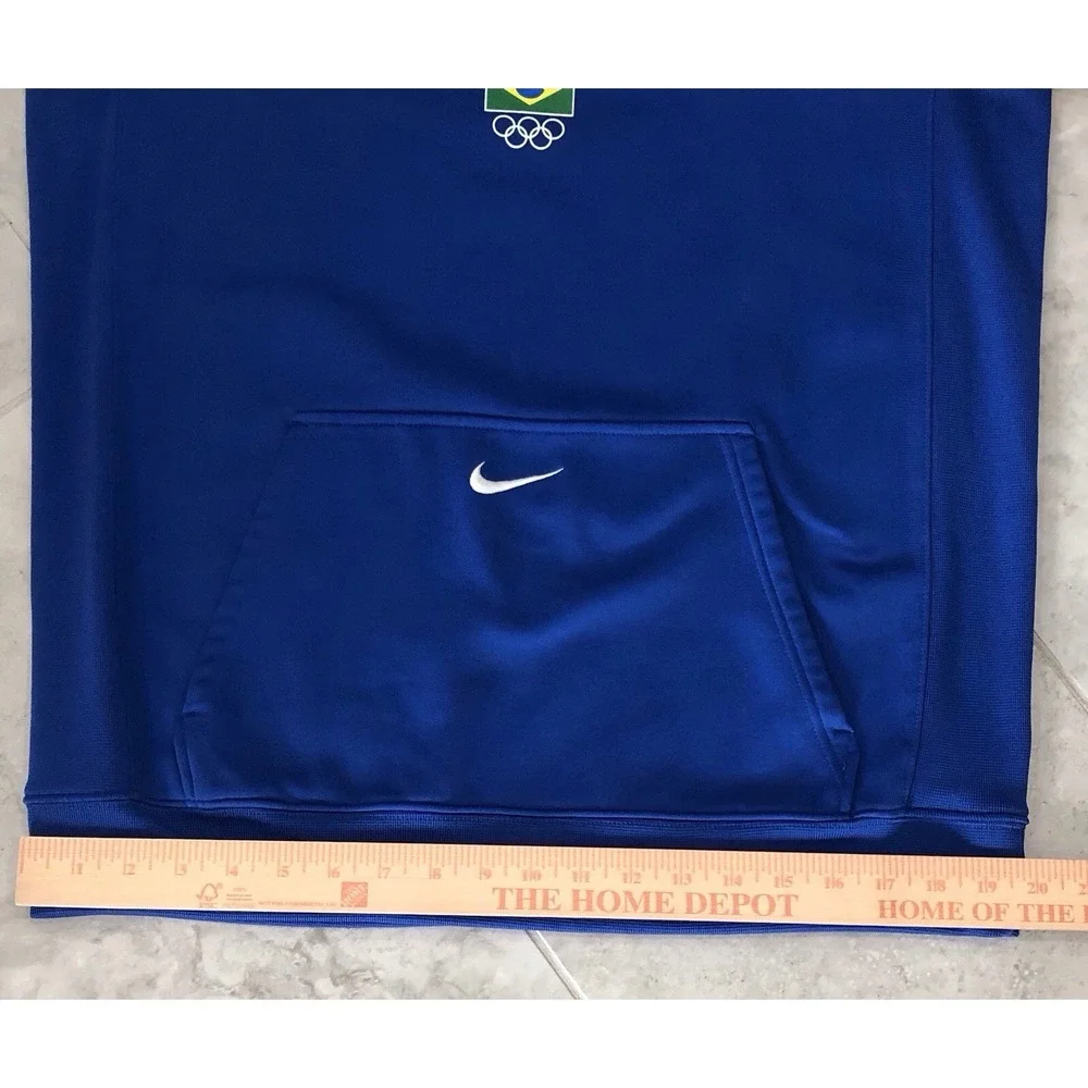 Nike Therma Fit Brasil Brazil Olympic Hoodie Blue Mens M Soccer‎ Sweatshirt